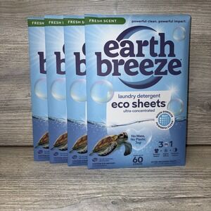 Earth Breeze laundry detergent eco sheets 60 Loads Per Pack New! (D2)